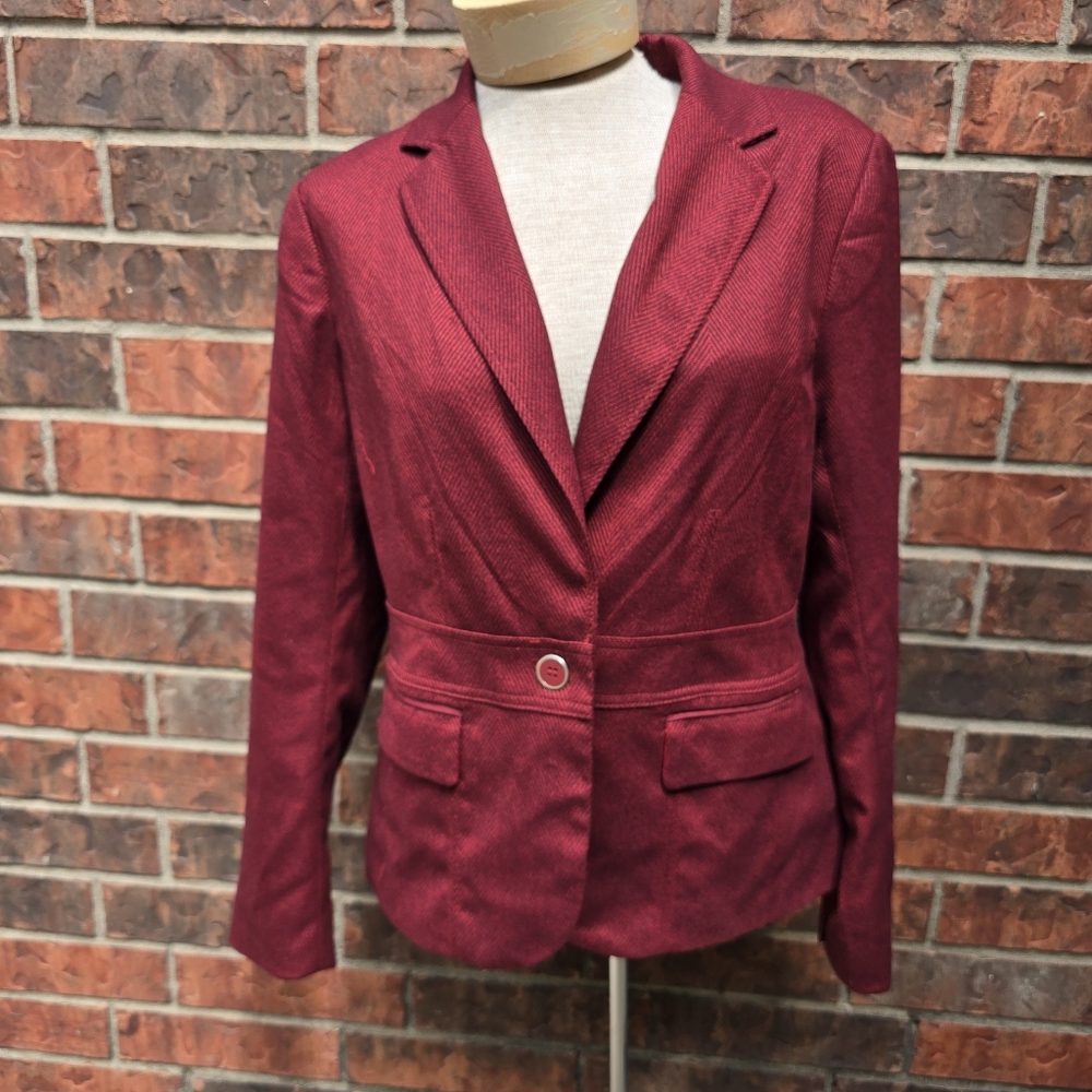 7th Avenue New York & Company Suiting Collection Red Polyester Blazer Jacket